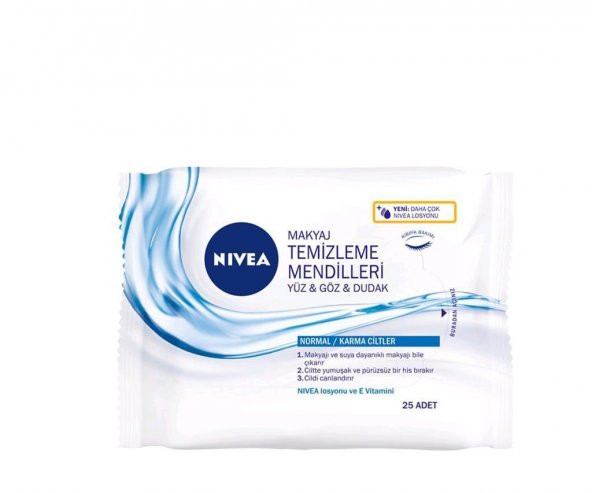 Nivea 3Ü 1 Arada Makyaj Temizleme Mendili Normal/Karma Cilt 25 Adet ürün görseli 1