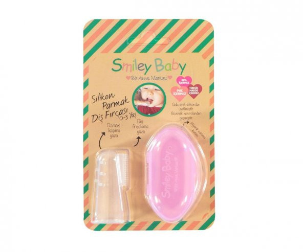 Smiley Baby 0-3 Ay Silikon Parmak Diş Fırçası - Pembe ürün görseli 1