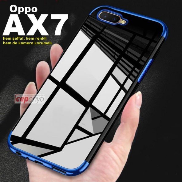 Oppo AX7- Oppo A5S Kamera Korumalı Köşeleri Renkli Şeffaf Kılıf ürün görseli 1