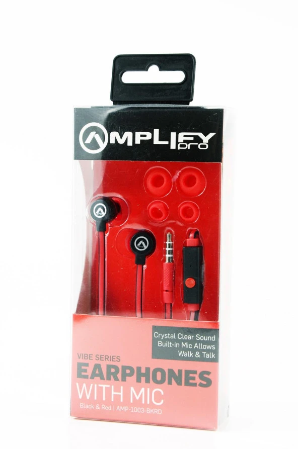 Amplify Pro Vibe Series Kulakiçi Kulaklık Kırmızı Siyah 1003-BKRD ürün görseli 1