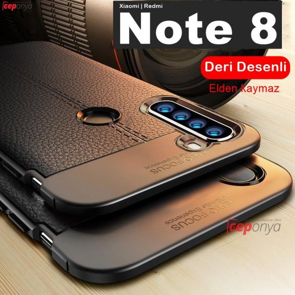 Xiaomi Redmi Note 8 Kamera Korumalı Deri Görünümlü Silikon Kılıf ürün görseli 1