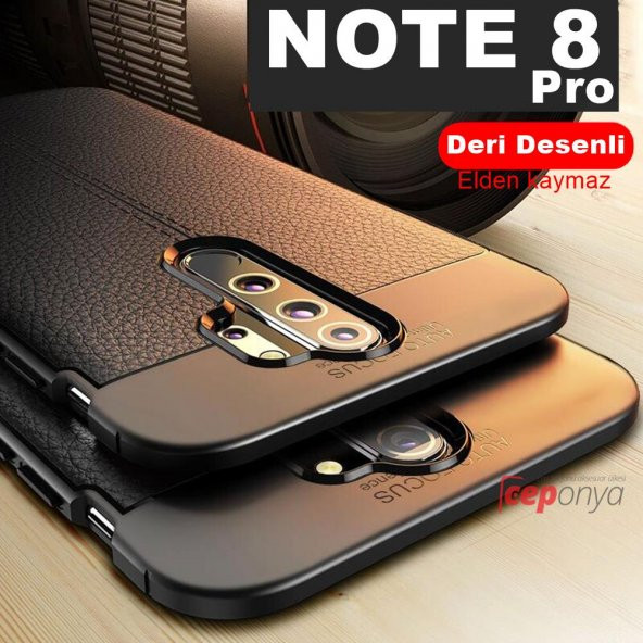 Xiaomi Redmi Note 8 Pro Kılıf Deri Desenli Kamera Korumalı Silikon ürün görseli 1