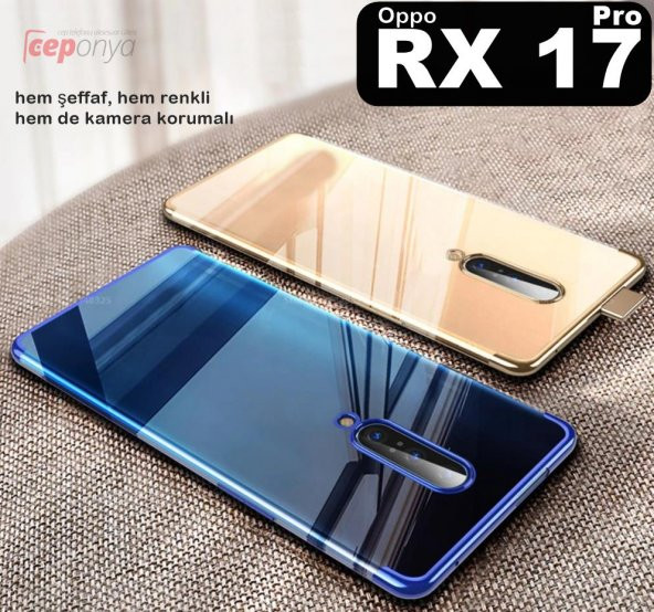 Oppo RX17 Pro Köşeleri Renkli Şeffaf Kamera Korumalı Kılıf ürün görseli 1