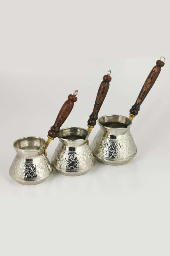 Orijinal Zımba Desen Bakır Cezve 3 lü - Resim 2