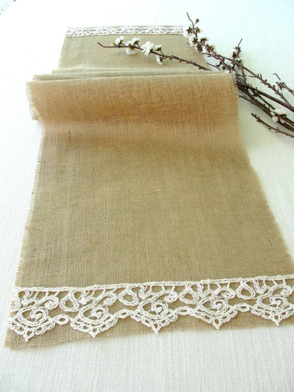 Runner Jüt Dantelli Kısa Kenar 40x200 Cm ürün görseli 1