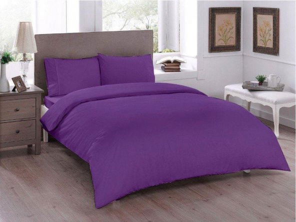 Çeyiz Diyarı Pure Çift Kişilik Nevresim Seti Mürdüm ürün görseli 1