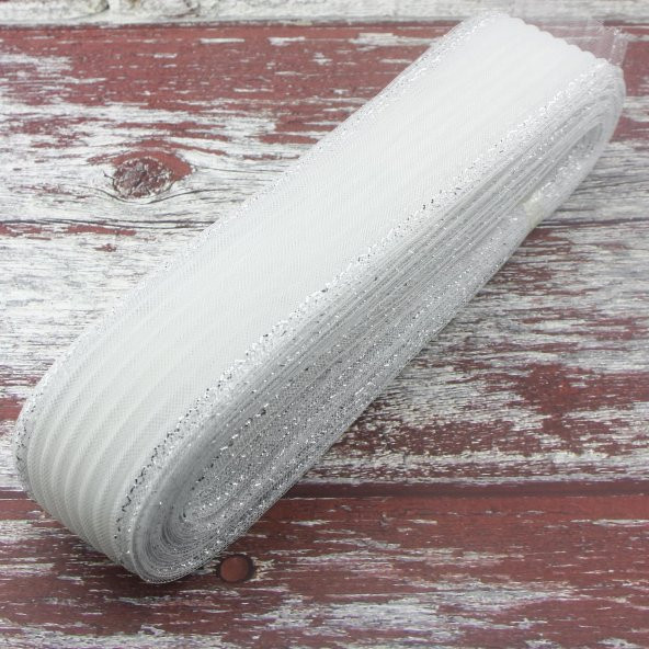 6,5cm X 25metre Pileli Simli Esnek Gren Kurdela Abiye Gelinlik ürün görseli 1