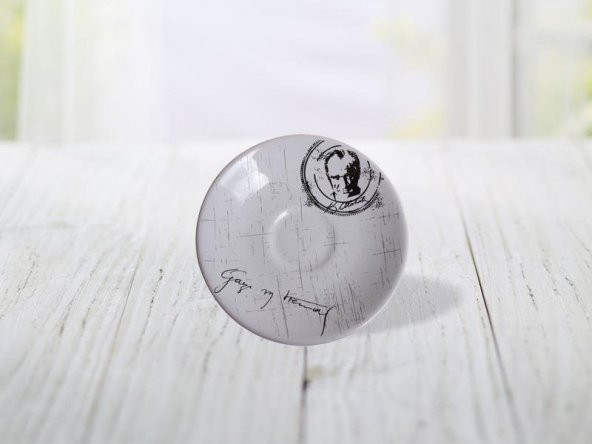 Keramika 14 cm Beyaz Atatürk İmzalı Çay Tabağı Beyaz 004 ürün görseli 1