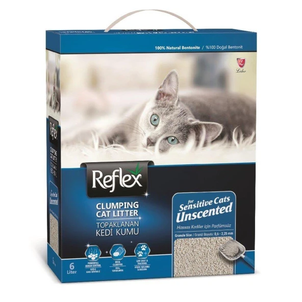 Reflex Hassas Kediler için Kokusuz Süper Hızlı Topaklanan Kedi Kumu 6lt MAVİ ürün görseli 1