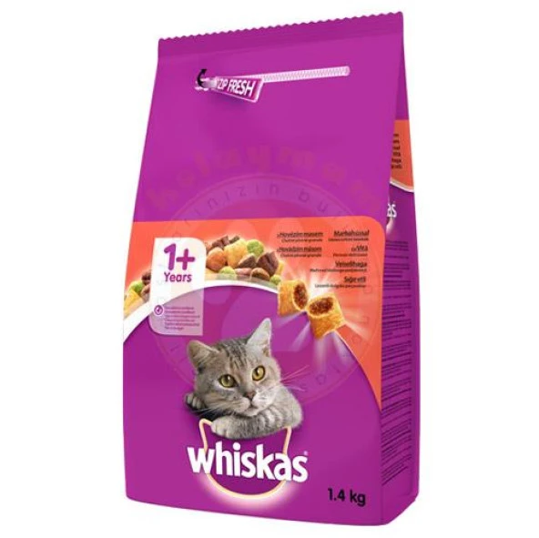 Whiskas Kuru Biftek Yetişkin Kedi Maması 1,4 Kg ürün görseli 1