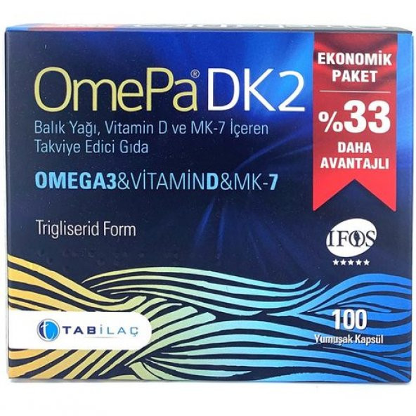Omepa DK2 Omega 3   Vitamin D   MENAQ7 100 Yumaşak Kapsül ürün görseli 1