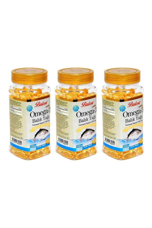 Balen Omega 3 Balık Yağı 1380 mg 100 Yumuşak Kapsül 3 Adet ürün görseli 1