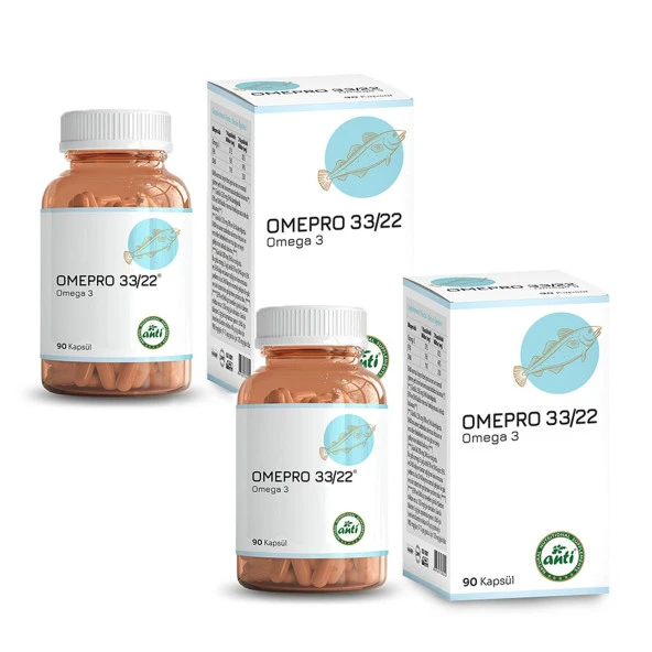 Anti OmePro® 3322 Omega 3 Balık Yağı(Trigliserit ) 90 Kap x 2 Adet ürün görseli 1