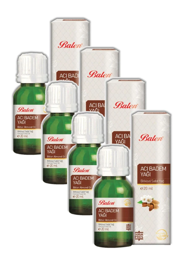 Balen Acı Badem Yağı Soğuk Pres 20 ml x 4 Adet ürün görseli 1