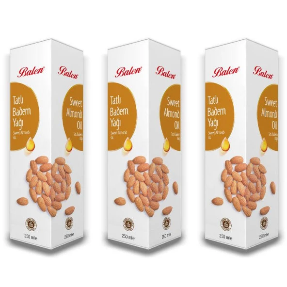 Balen Tatlı Badem Yağı Soğuk Pres 3 x 250 ml ürün görseli 1