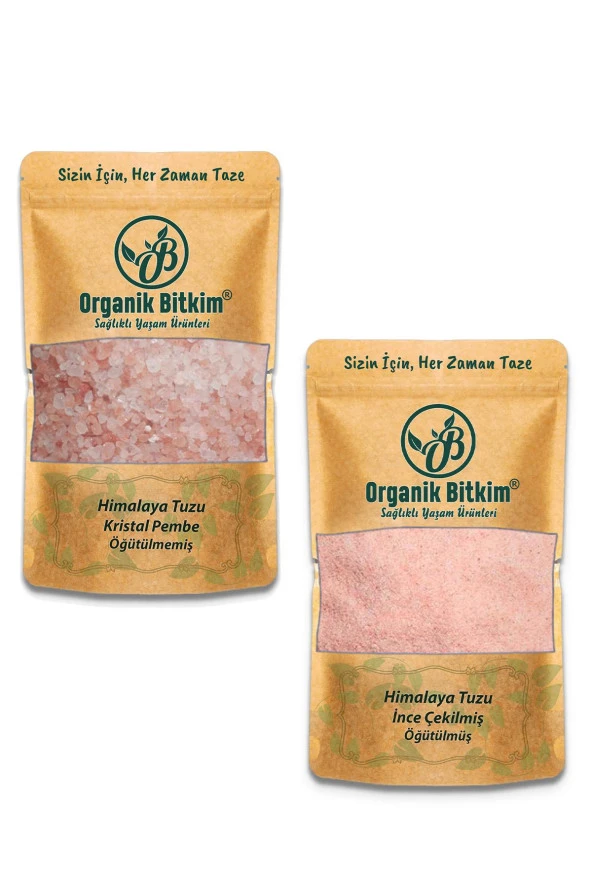 Organik Bitkim Himalaya Tuzu Toz 1 kg + Himalaya Tuzu Kristal 1 kg ürün görseli 1