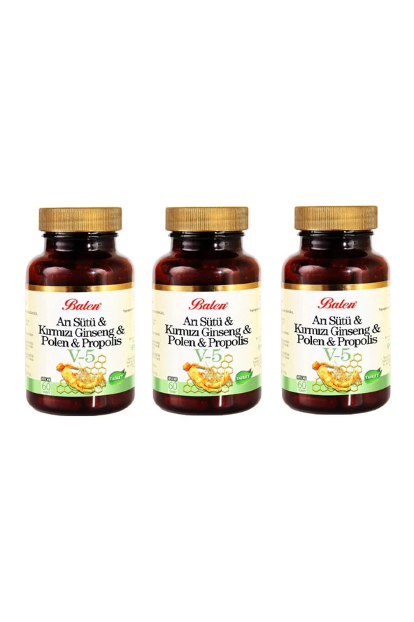 Balen V5 Arı Sütü-Kırmızı Ginseng-Polen-Propolis 1015 Mg 3 Adet ürün görseli 1