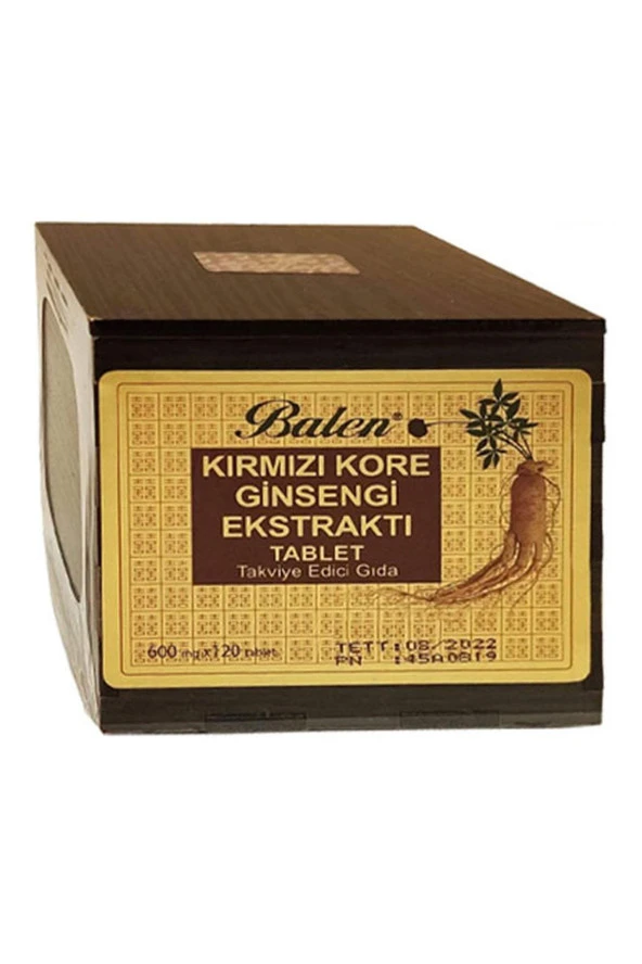Balen Tahta Kutu Kırmızı KORE Ginseng 600 Mg 120 Tablet ürün görseli 1