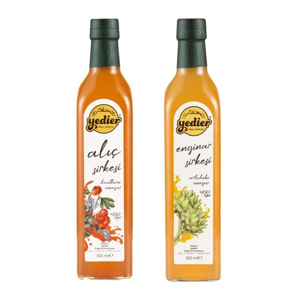 Yedier Enginar Sirkesi+Alıç Sirkesi  Doğal Fermente 500 ml ürün görseli 1