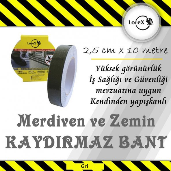 Lorex Siyah Merdiven ve Zemin Kaydırmaz Bant (25 mm x 10 metre) ürün görseli 1