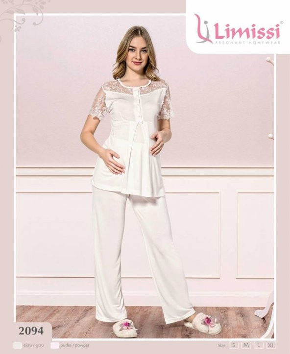 LİMİSSİ 2094 Hamile Lohusa  Yeni Sezon  Dantelli  Lohusa Pijama ürün görseli 1
