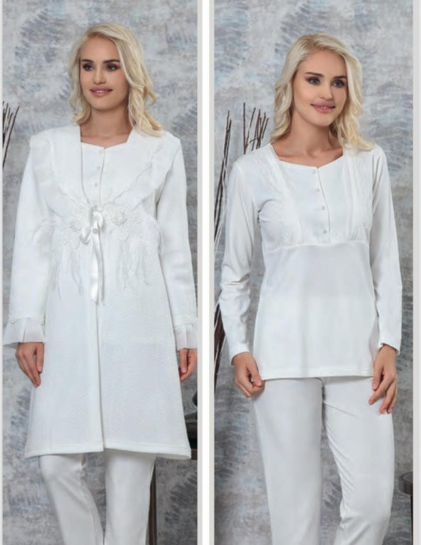 Tuba 8556 Kapitone 3 Lü Hamile Lohusa Pijama Tk ürün görseli 1