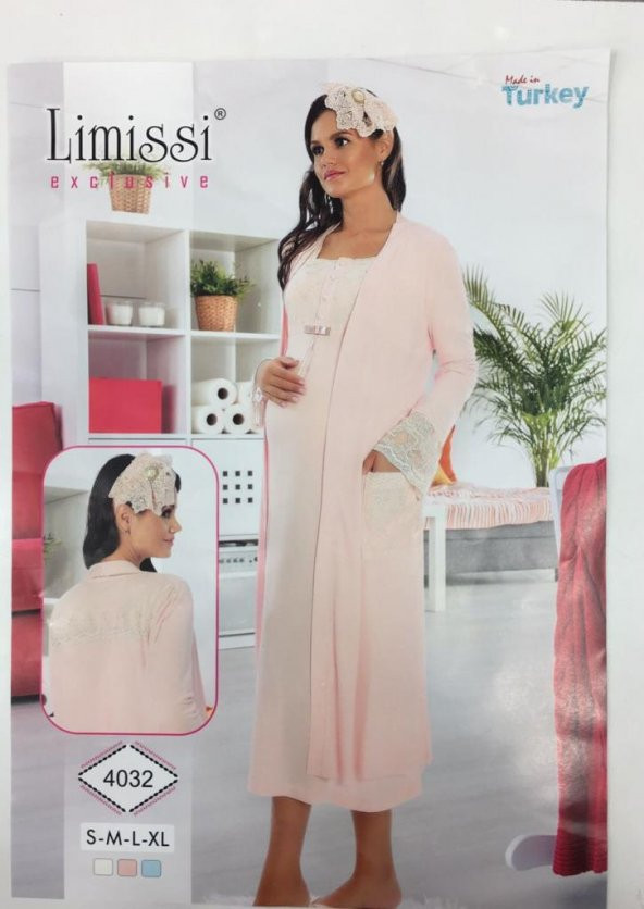 LİMİSSİ 6002 HAMİLE LOHUSA UZUN KOL İNCİ DANTELLİ HAMİLE GECELİK ürün görseli 1