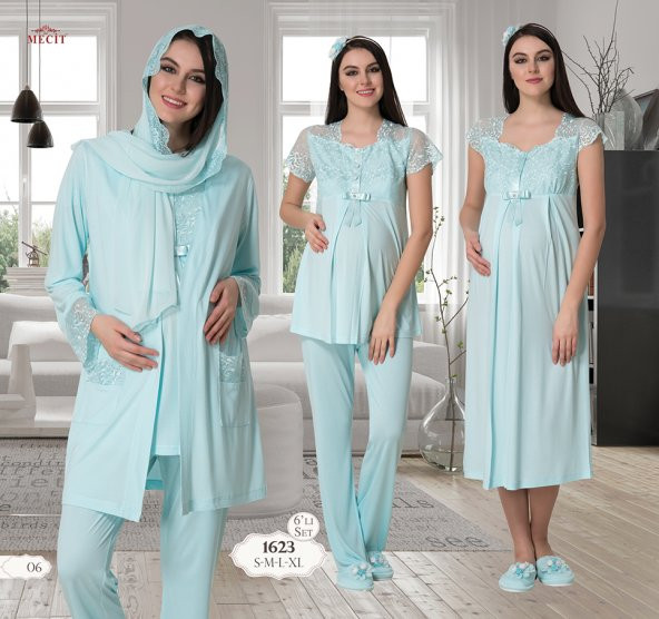 MECİT 1623 HAMİLE LOHUSA PİJAMA GECELİK 7 Lİ SET ürün görseli 1