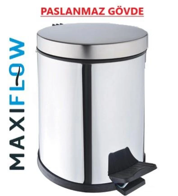 Maxiflow 12 Litre Pedallı Çöp Kovası Krom **PASLANMAZ GÖVDE** ürün görseli 1