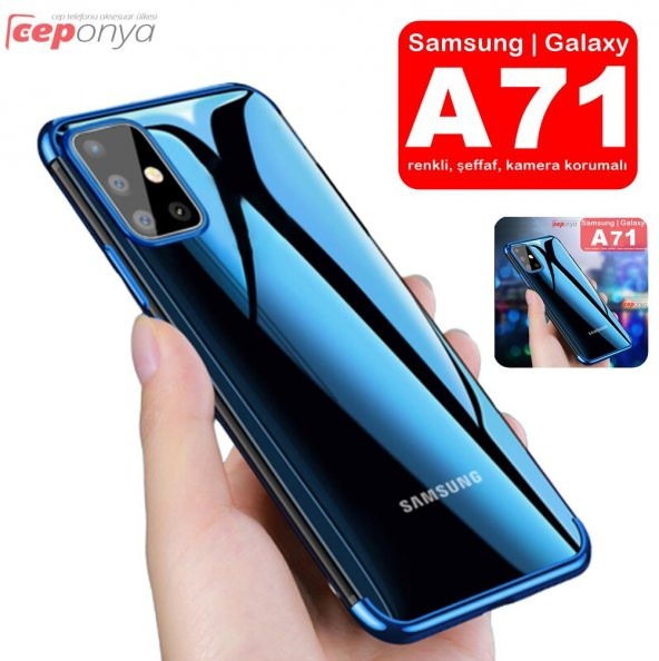 Galaxy A71 Köşeleri Renkli Şeffaf Kamera Korumalı Silikon Kılıf ürün görseli 1