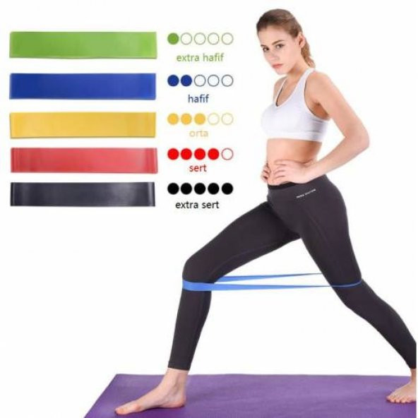Leyaton 5'Li Aerobik Band Latex Aerobik Bandı Pilates Yoga Lastiği Set ürün görseli 1