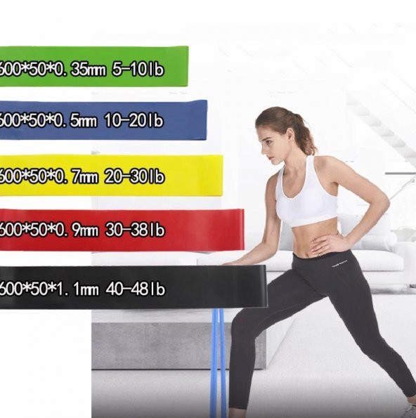 Leyaton 5'Li Aerobik Band Latex Aerobik Bandı Pilates Yoga Lastiği Set ürün görseli 1