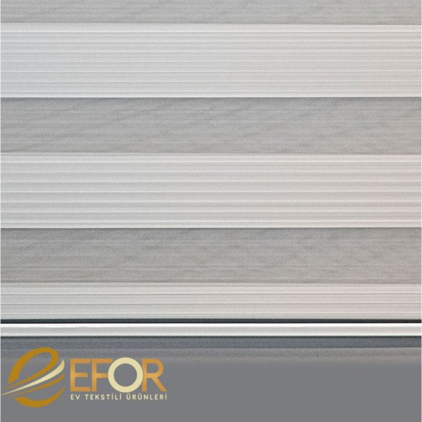 Ekru Rengi Geniş Pileli Polyester Zebra Perde - Resim 6