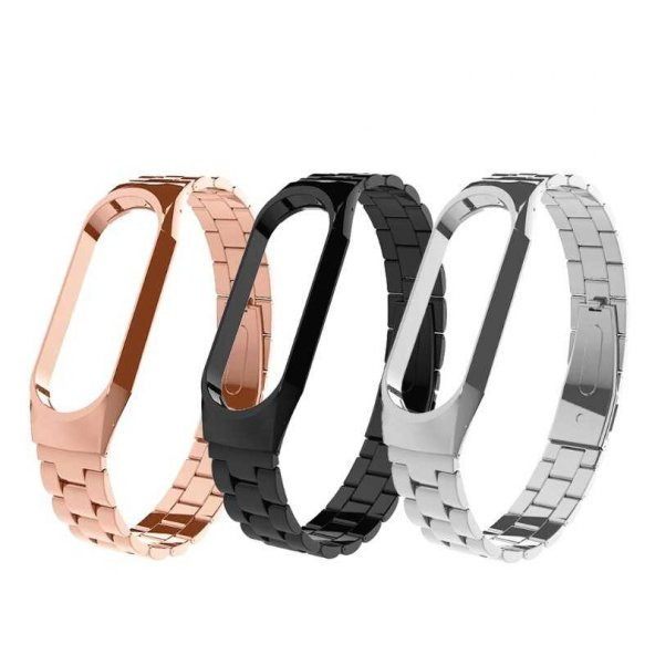 Xiaomi Mi Band 3-4 Katlamalı Tasarım 3 Kademeli Metal Kordon ürün görseli 1
