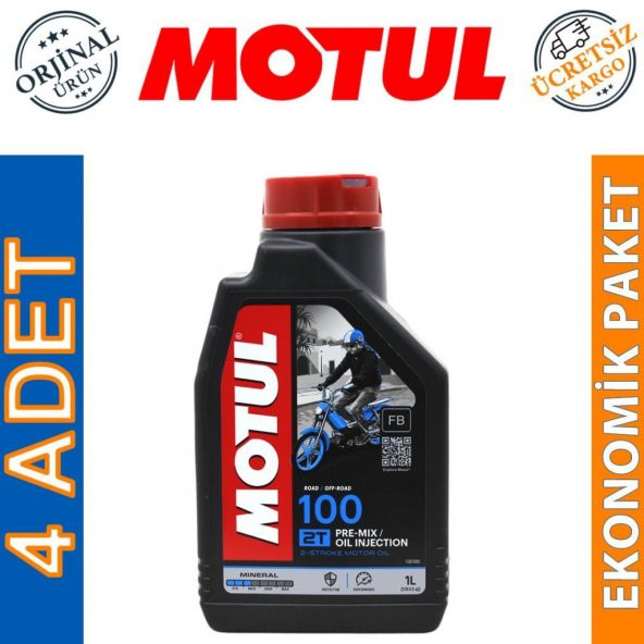 Motul 100 2T 1 Lt 2 Zamanlı Motosiklet Motor Yağı (4 Adet) ürün görseli 1