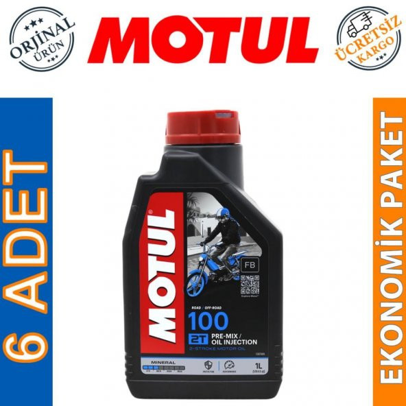 Motul 100 2T 1 Lt 2 Zamanlı Motosiklet Motor Yağı (6 Adet) ürün görseli 1