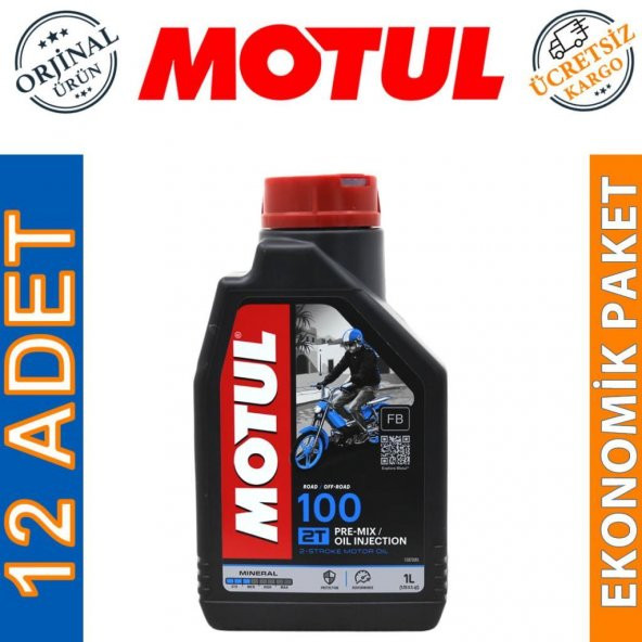 Motul 100 2T 1 Lt 2 Zamanlı Motosiklet Motor Yağı (12 Adet) ürün görseli 1