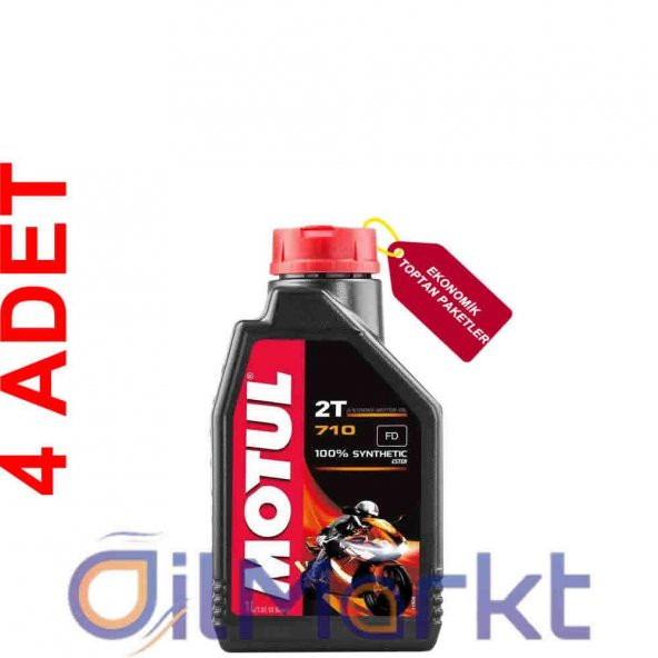 Motul 710 2T 1 Lt 2 Zamanlı Tam Sentetik Motosiklet Yağı (4 Adet) ürün görseli 1
