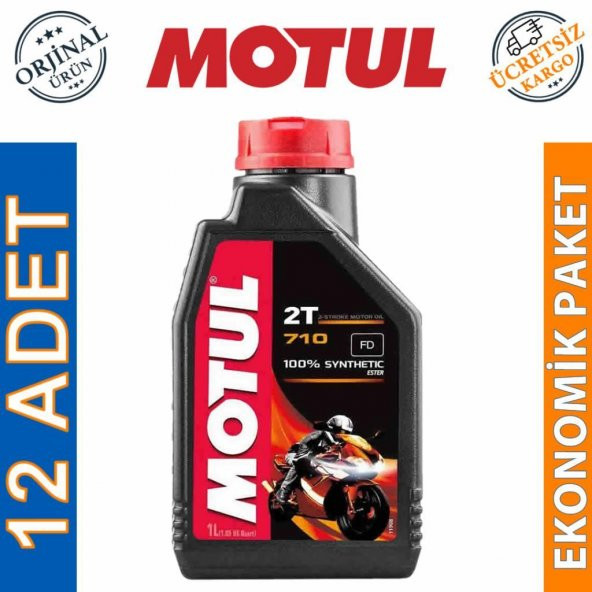 Motul 710 2T 1 Lt 2 Zamanlı Tam Sentetik Motosiklet Yağı (12 Adet) ürün görseli 1