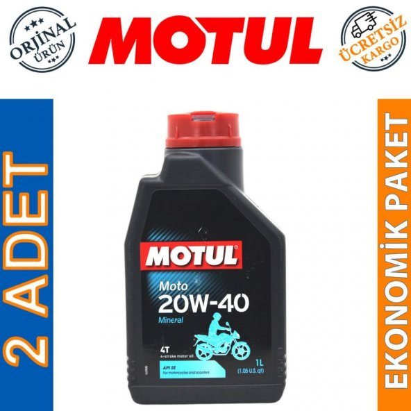 Motul Moto 4T 20W-40 1 Lt 4 Zamanlı Mineral Motosiklet Yağı (2 Adet) ürün görseli 1