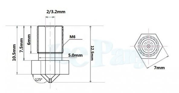 3D Printer / Yazıcı Extruder V5 V6 Nozzle M6 diş - 0,2mm (3.00) 1 Adet (rf183) ürün görseli 1