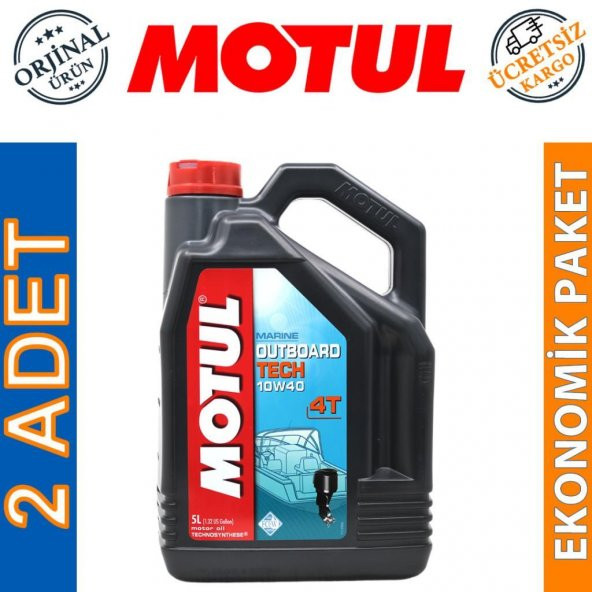 Motul Marine Outboard Tech 10W-40 4T 5 Lt Tekne Motor Yağı (2 Adet) ürün görseli 1