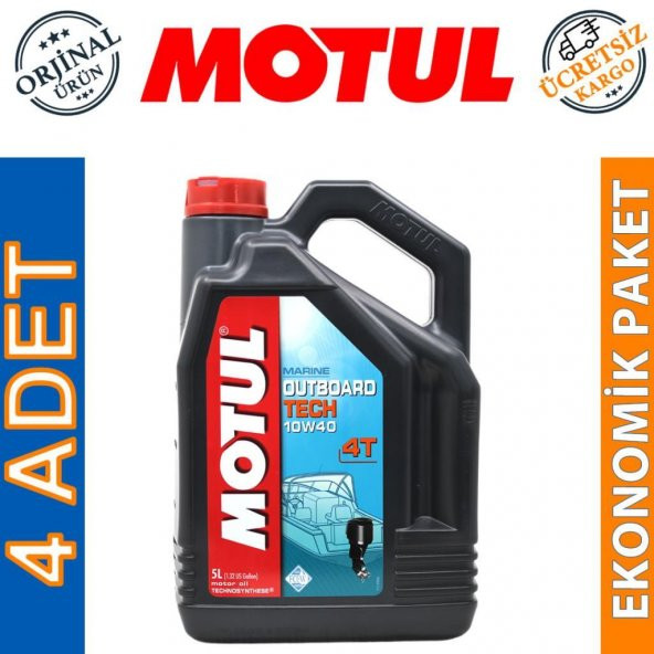 Motul Marine Outboard Tech 10W-40 4T 5 Lt Tekne Motor Yağı (4 Adet) ürün görseli 1