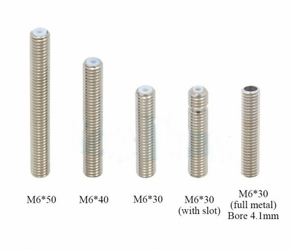 3D yazıcı Paslanmaz çelik boğaz teflon tüplü M6*50mm x 1 adet ürün görseli 1