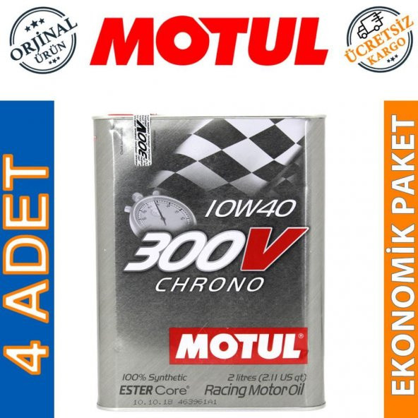 Motul 300V Chrono 10W-40 2 Lt Tam Sentetik Motor Yağı (4 Adet) ürün görseli 1