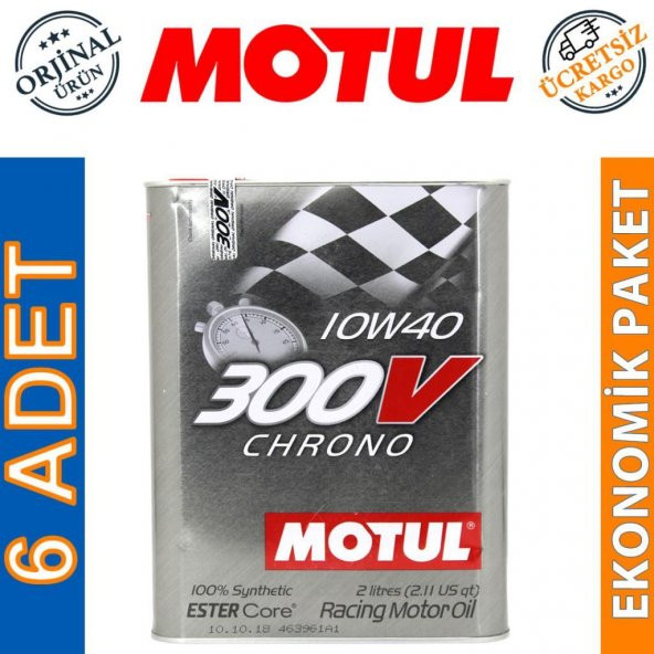 Motul 300V Chrono 10W-40 2 Lt Tam Sentetik Motor Yağı (6 Adet) ürün görseli 1
