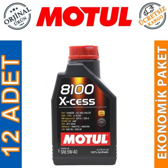 Motul 8100 X-cess 5W-40 1 Lt Tam Sentetik Motor Yağı (12 Adet) ürün görseli 1