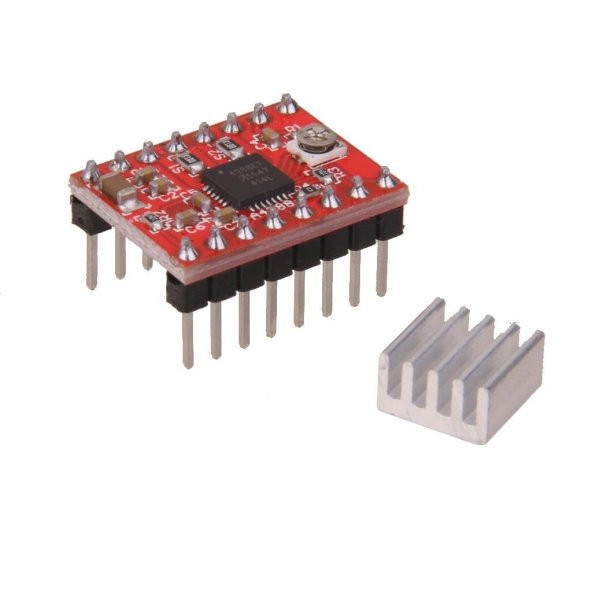A4988 Step Motor Sürücü Kartı + Soğutucu (Kırmızı) ürün görseli 1