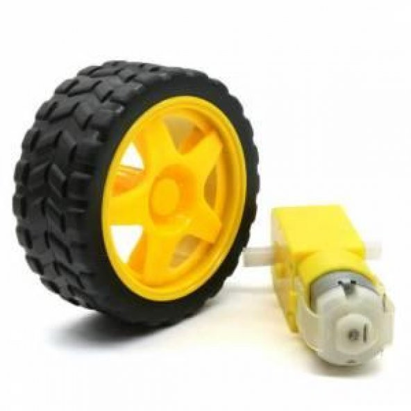 Sarı Tekerlek + Redüktörlü Dc Motor - Resim 2