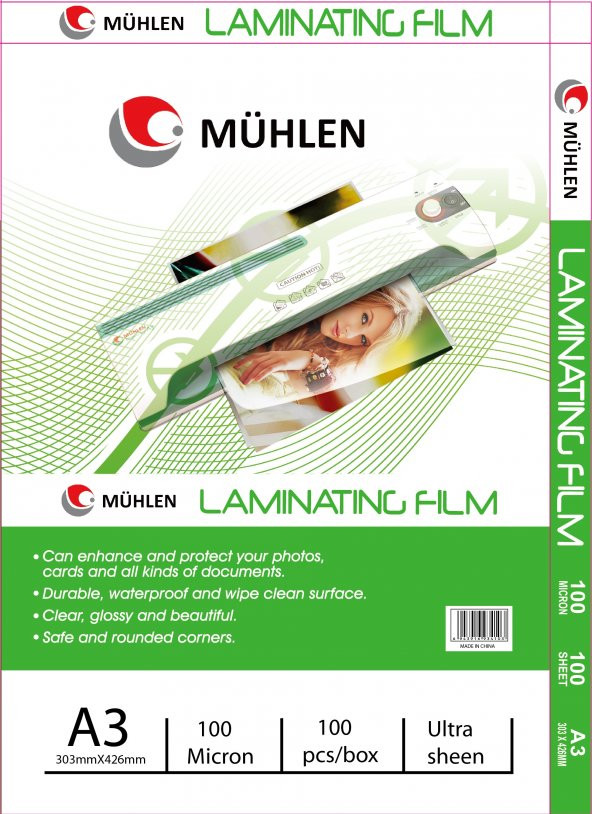 Mühlen Laminasyon Makinesi Filmi 100 Mc A3 1 Paket 100 Adet ürün görseli 1